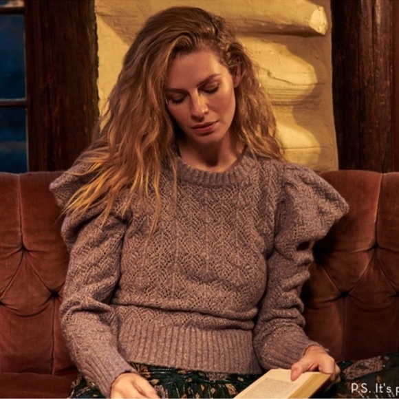 Veronica Beard Novah Orchid Purple Puff Sleeve Alpaca blend Sweater Size Large - Picture 5 of 14